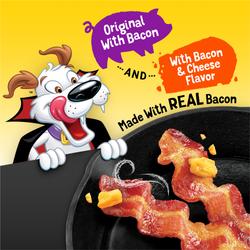 Original With Bacon and With Bacon & Cheese Flavor. Made with real bacon.