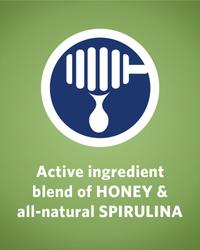 Active ingredient blend of honey and all-natural spirulina