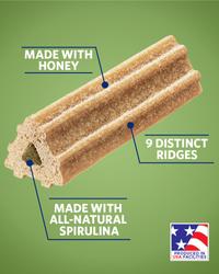 made with honey, 9 distinct ridges, made with all-natural spirulina