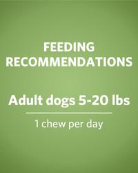 feeding recommendations, adult dogs 5-20 pounds, 1 chew per day