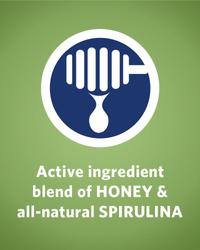 Active ingredient blend of honey and all-natural spirulina