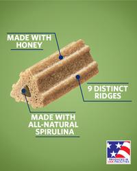 made with honey, 9 distinct ridges, made with all-natural spirulina