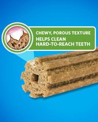 chewy porous texture helps clean hard to reach teeth