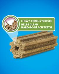 chewy porous texture helps clean hard to reach teeth