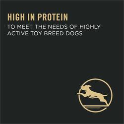 high in protein to meet the needs of highly active toy breed dogs