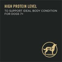 High protein to support ideal body condition for dogs seven and older