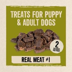 Treats for puppy and adult dogs. Two calories per piece. Real meat number one.